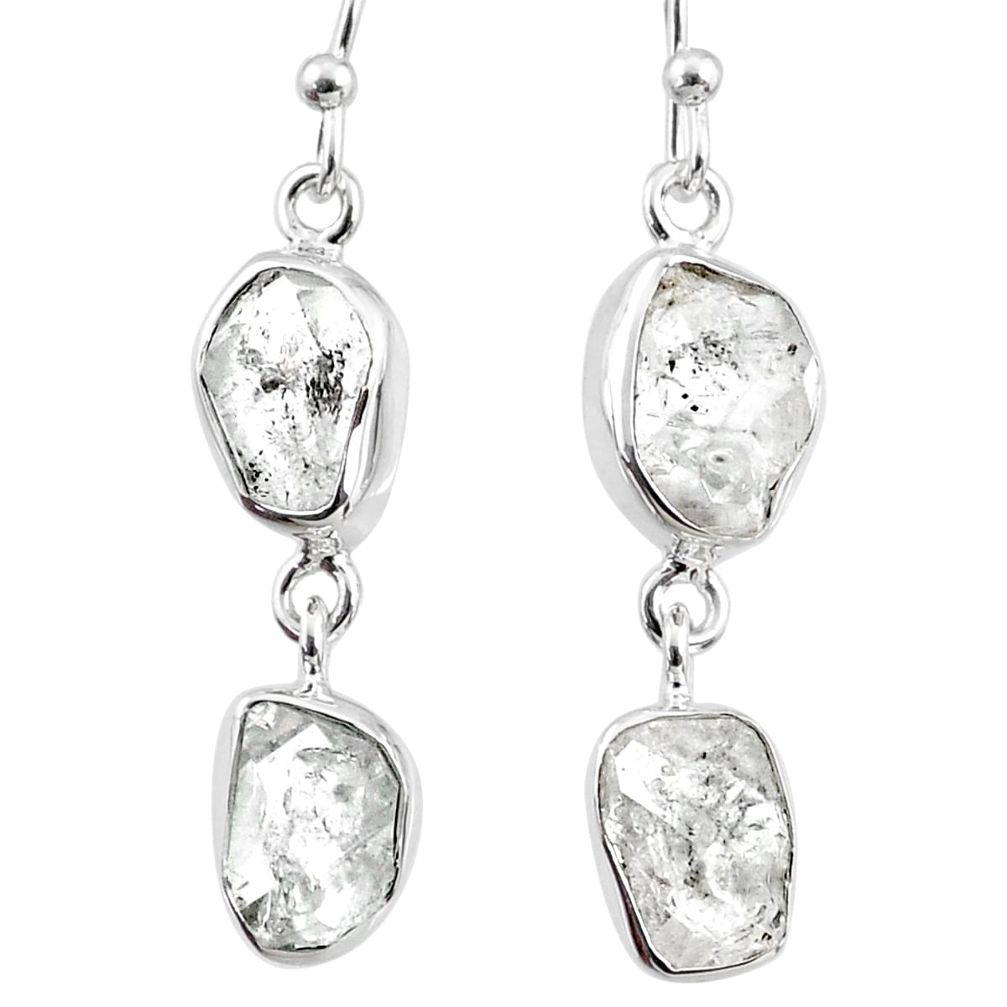 925 silver 12.17cts natural white herkimer diamond dangle earrings r65791
