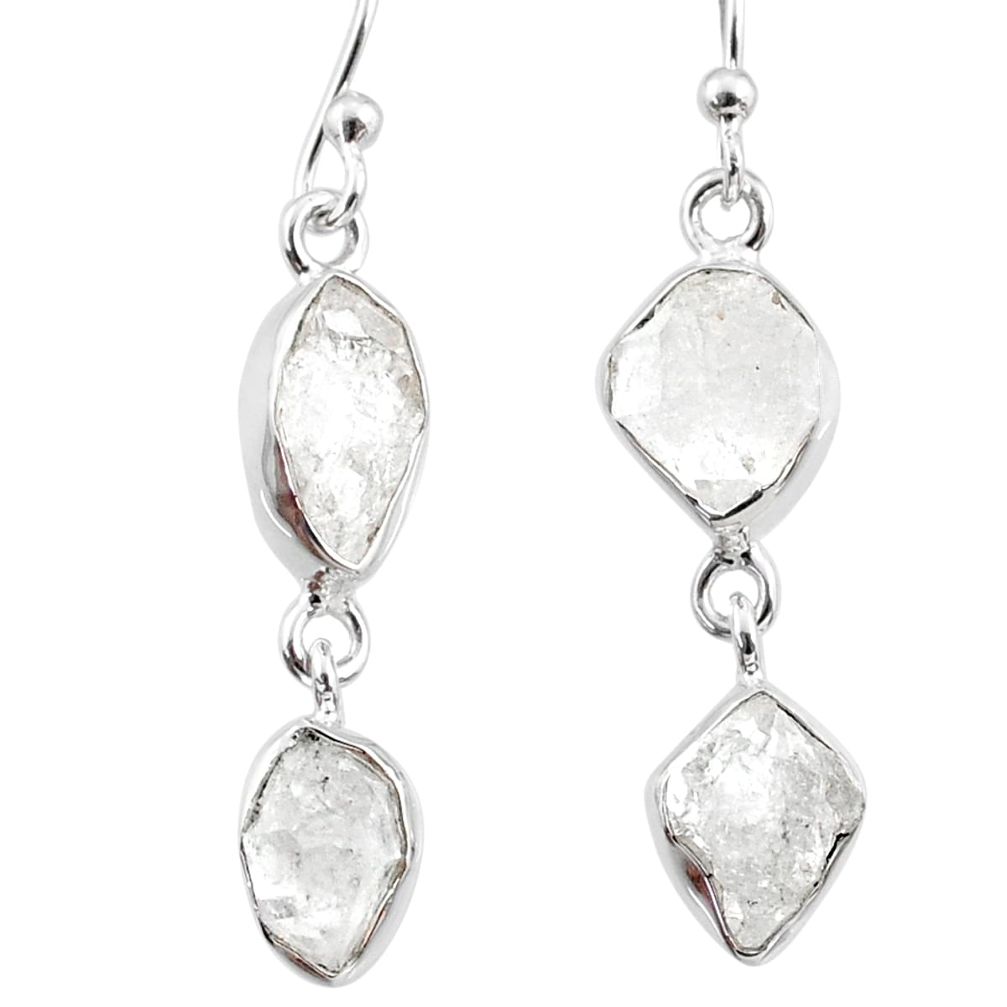 925 silver 11.41cts natural white herkimer diamond dangle earrings r65799