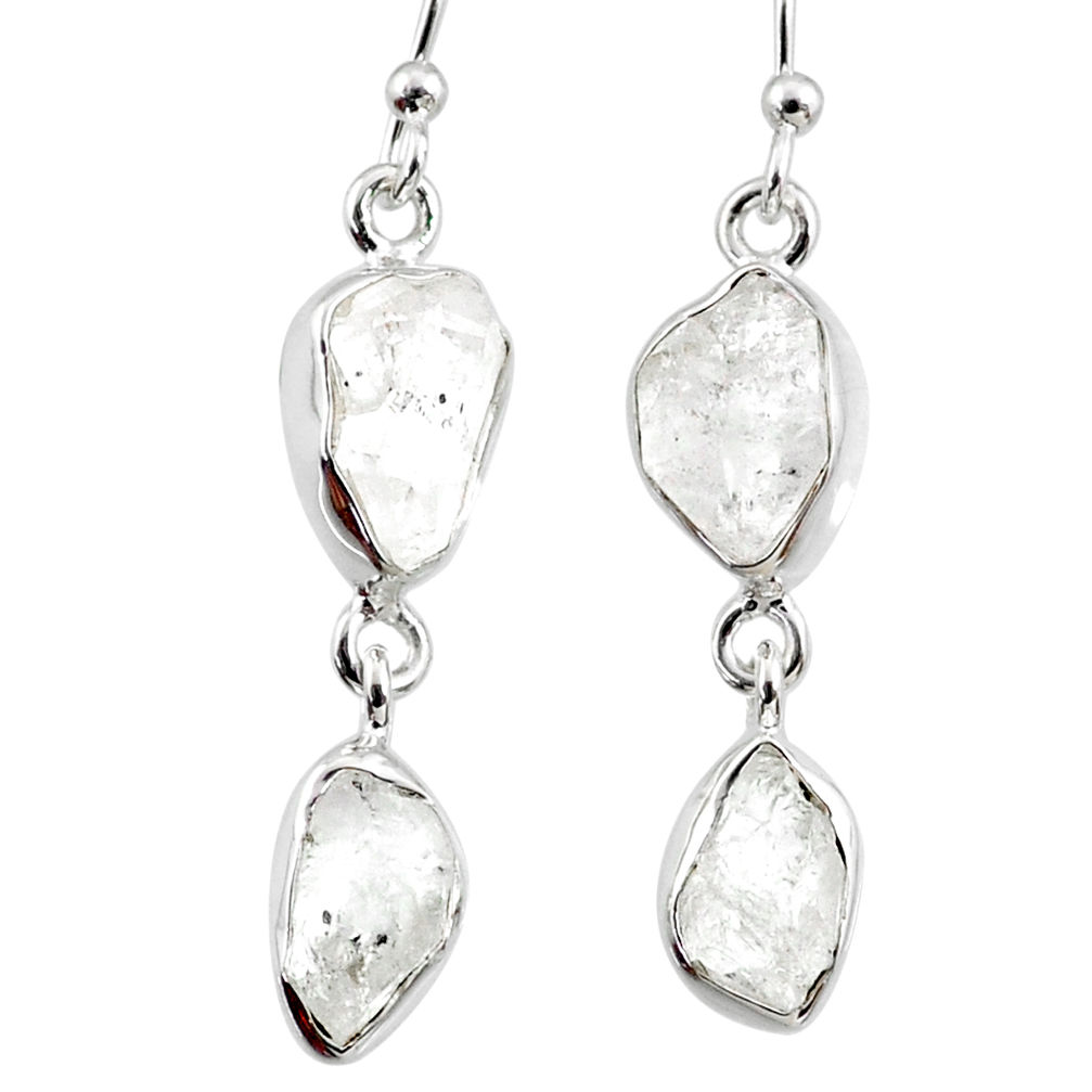 925 silver 11.64cts natural white herkimer diamond dangle earrings r65805