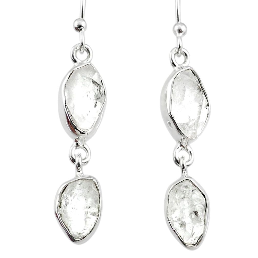 925 silver 11.41cts natural white herkimer diamond dangle earrings r65812