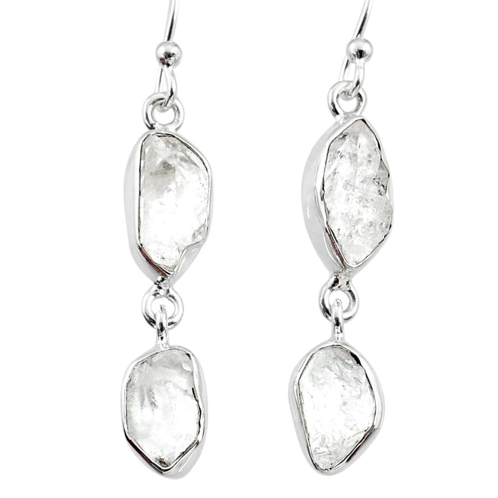 925 silver 11.61cts natural white herkimer diamond dangle earrings r65815