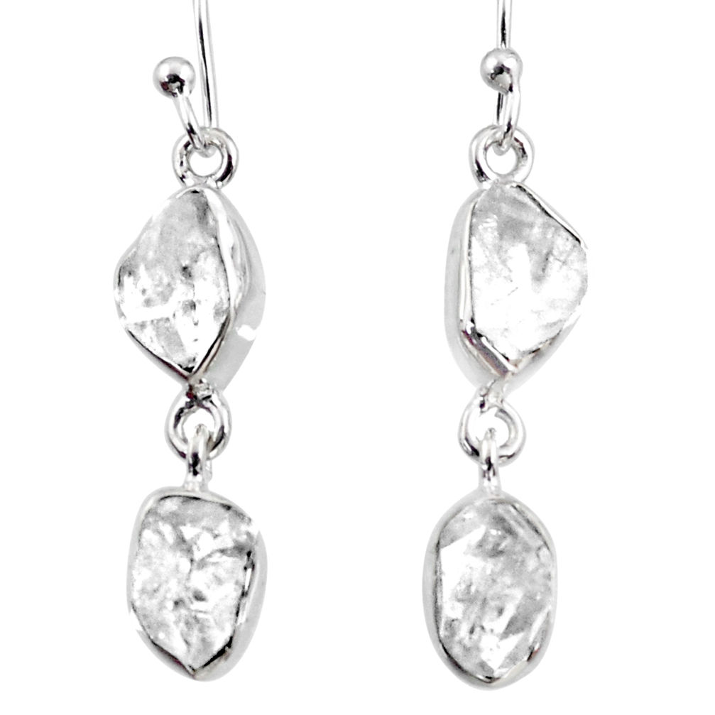 925 silver 10.42cts natural white herkimer diamond dangle earrings r65818