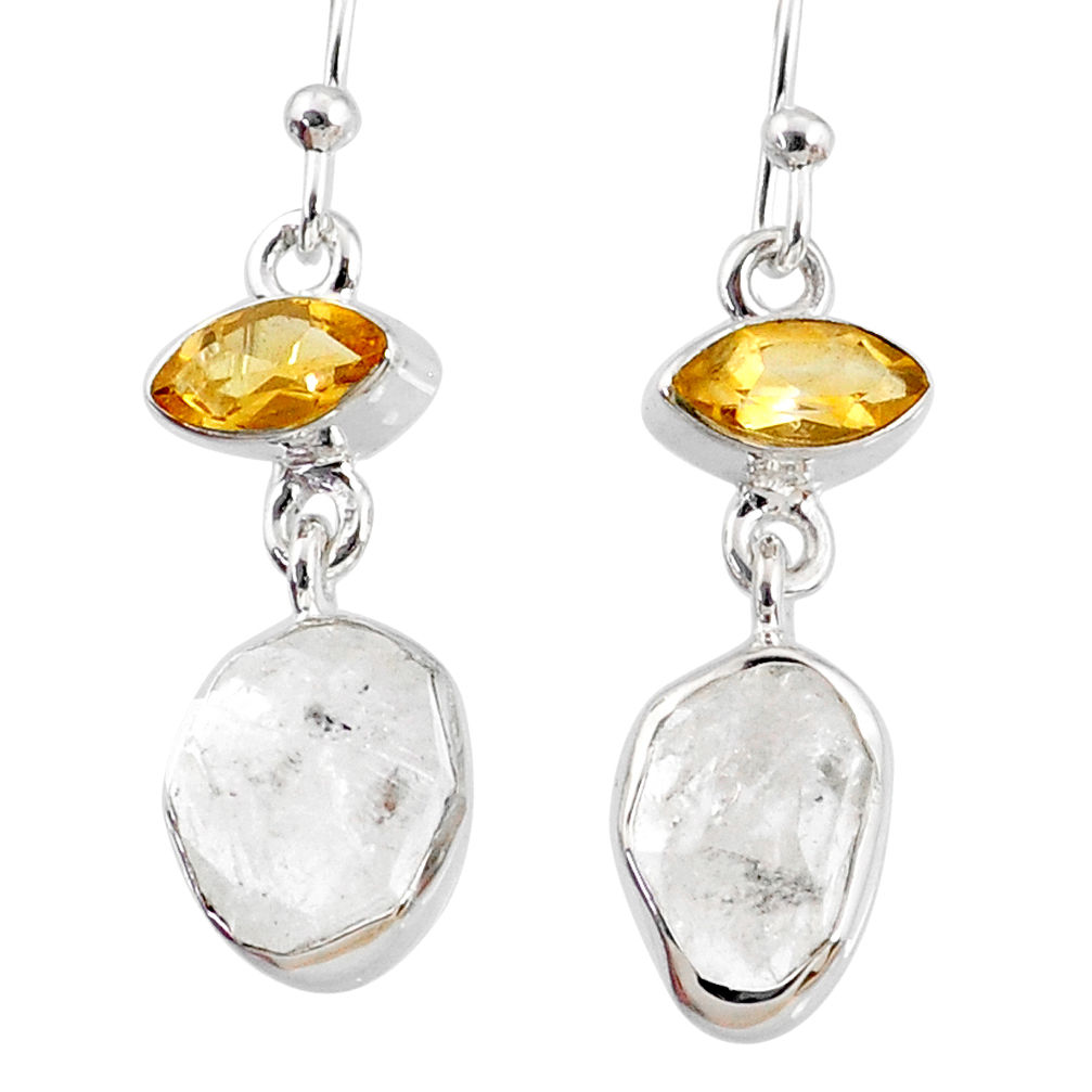 925 silver 11.57cts natural white herkimer diamond dangle earrings r69620