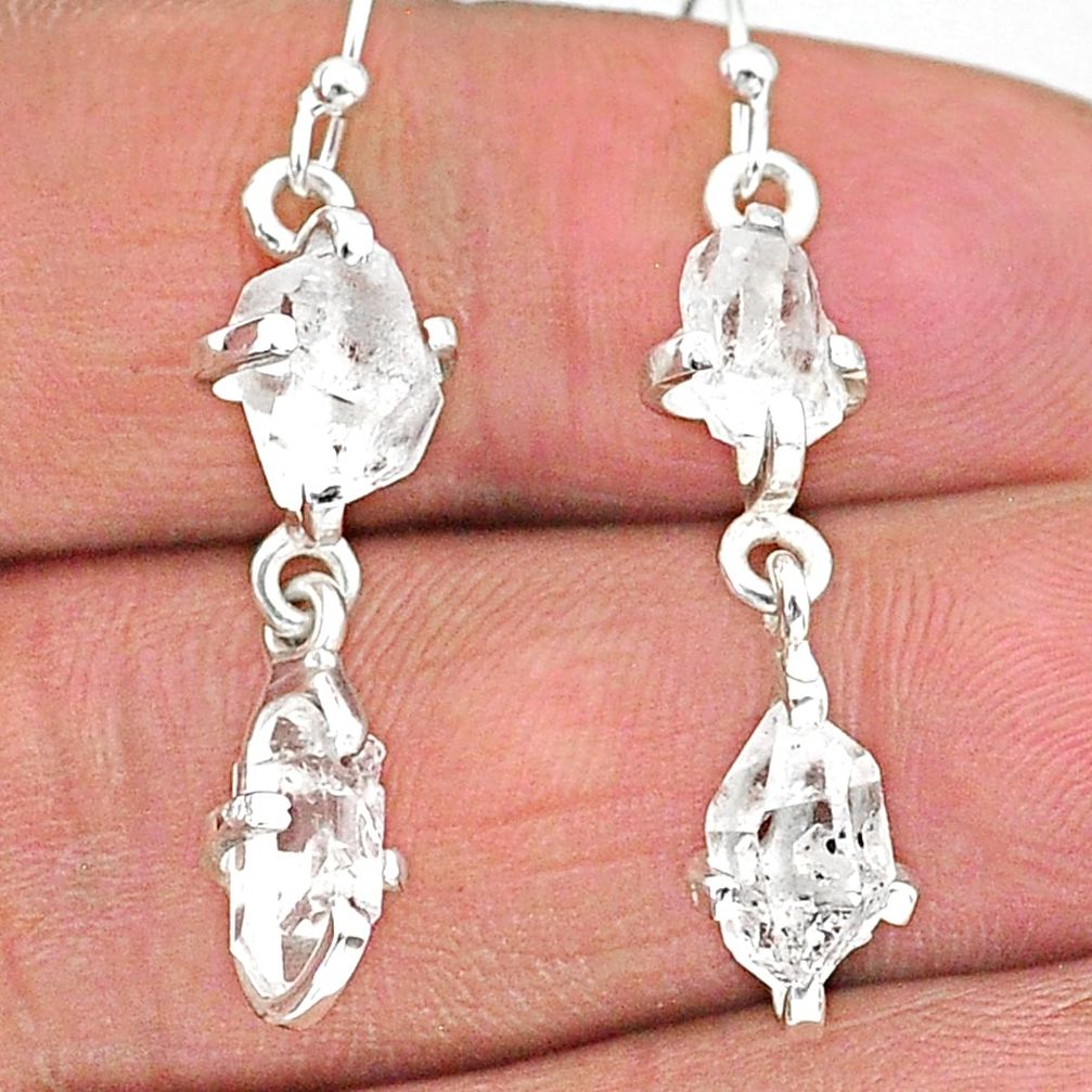 925 silver 8.42cts natural white herkimer diamond dangle earrings t14445