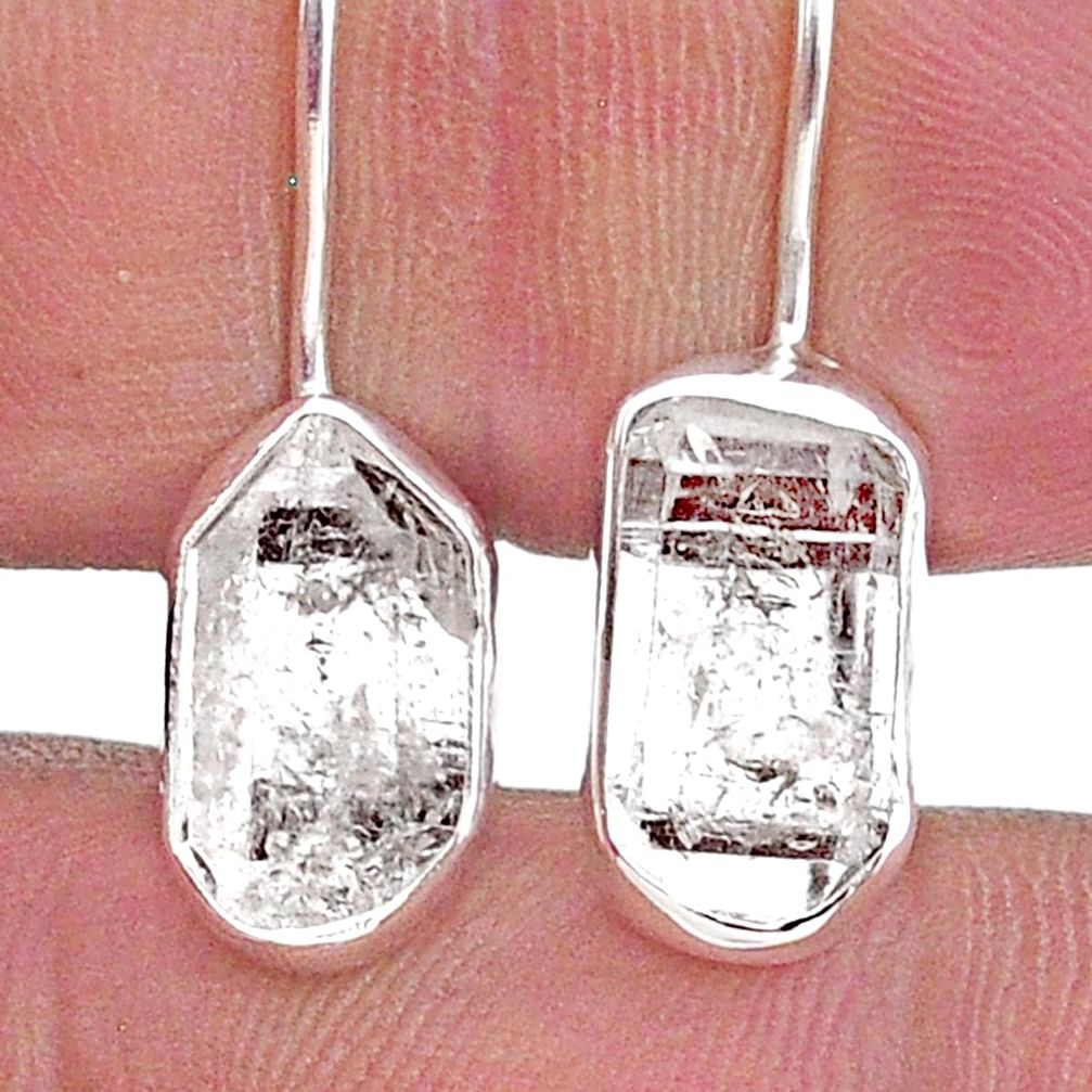 925 silver 7.50cts natural white herkimer diamond dangle earrings t49258