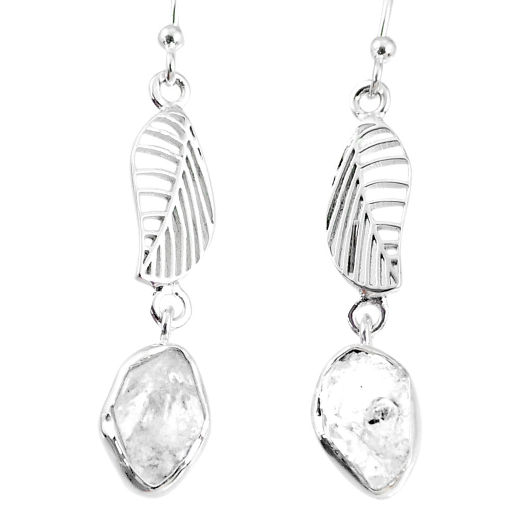 925 silver 10.32cts natural white herkimer diamond deltoid leaf earrings r69530