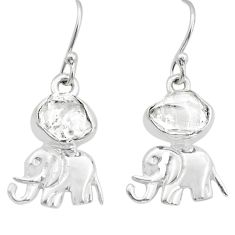 925 silver 6.83cts natural white herkimer diamond elephant earrings u84643