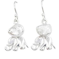 925 silver 5.22cts natural white herkimer diamond elephant earrings u87757