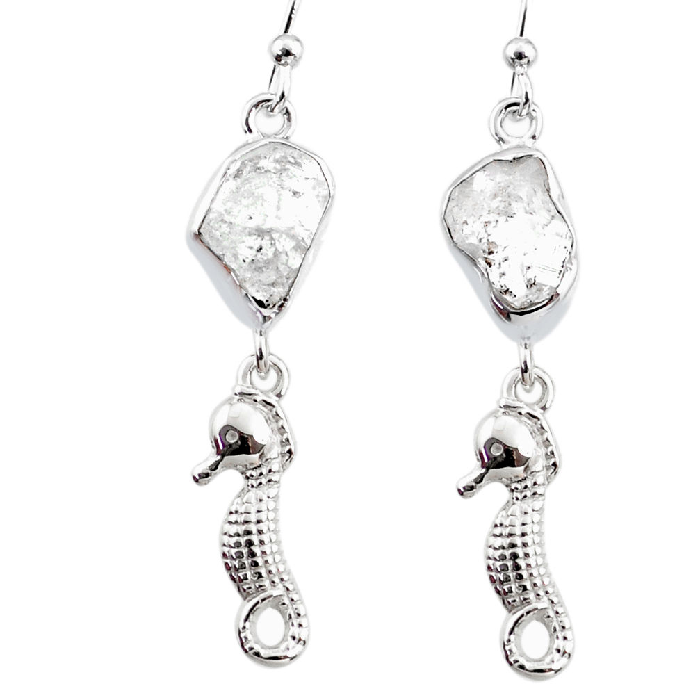 925 silver 10.03cts natural white herkimer diamond seahorse earrings r65764