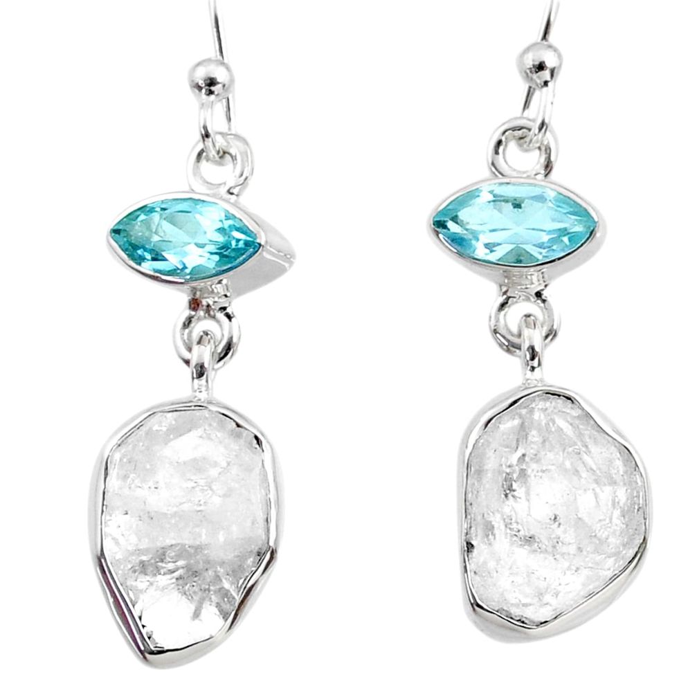925 silver 12.10cts natural white herkimer diamond topaz dangle earrings r65690