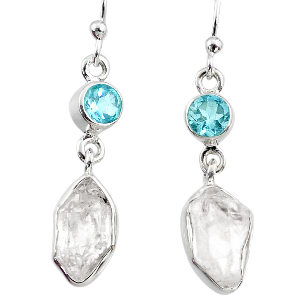 925 silver 10.72cts natural white herkimer diamond topaz dangle earrings r65700