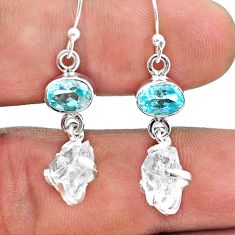 925 silver 10.29cts natural white herkimer diamond topaz dangle earrings t49837