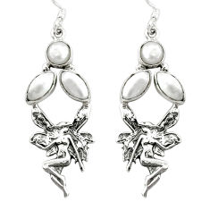 925 silver 8.43cts natural white pearl angel wings fairy earrings r73015
