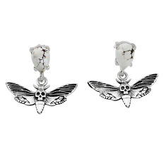 925 silver 4.11cts natural white wild horse magnesite butterfly earrings n48546