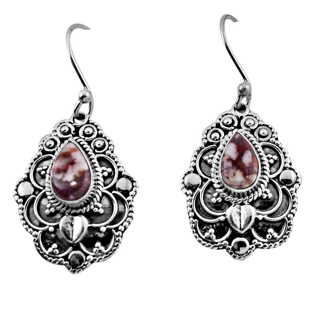 925 silver 3.98cts natural white wild horse magnesite dangle earrings n37305