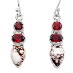 925 silver 9.18cts natural white wild horse magnesite garnet earrings y80506