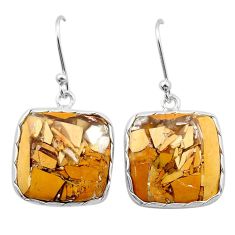 925 silver 14.20cts natural yellow brecciated mookaite dangle earrings u40606