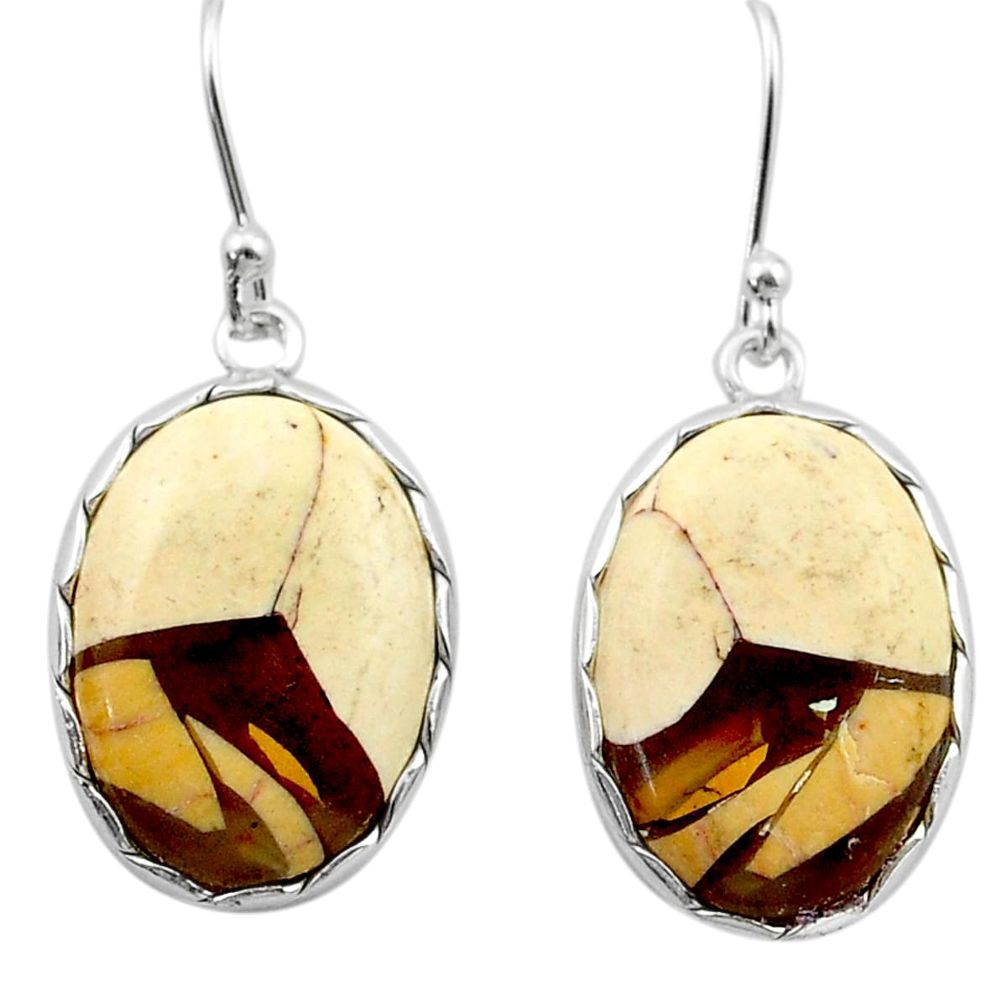 925 silver 12.85cts natural yellow brecciated mookaite dangle earrings u40610