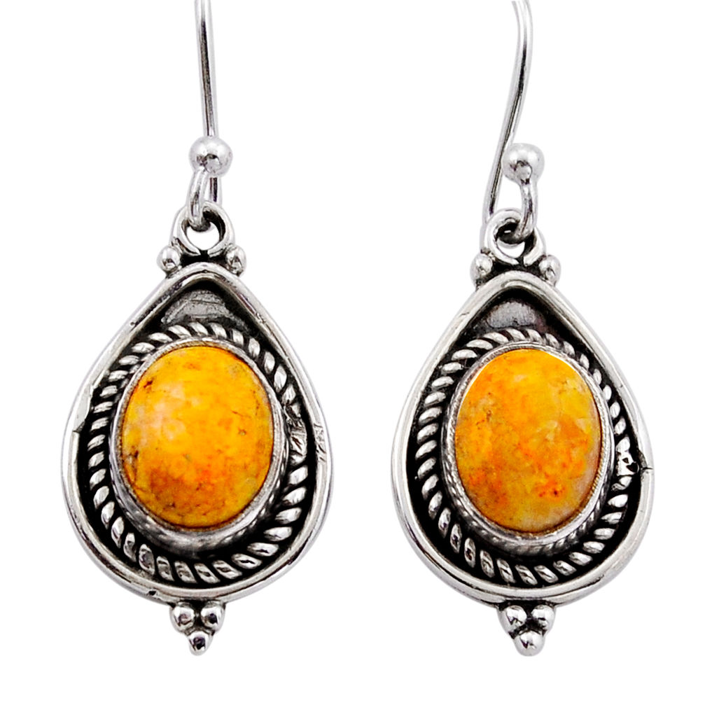 925 silver 7.34cts natural yellow bumble bee australian jasper earrings n51911