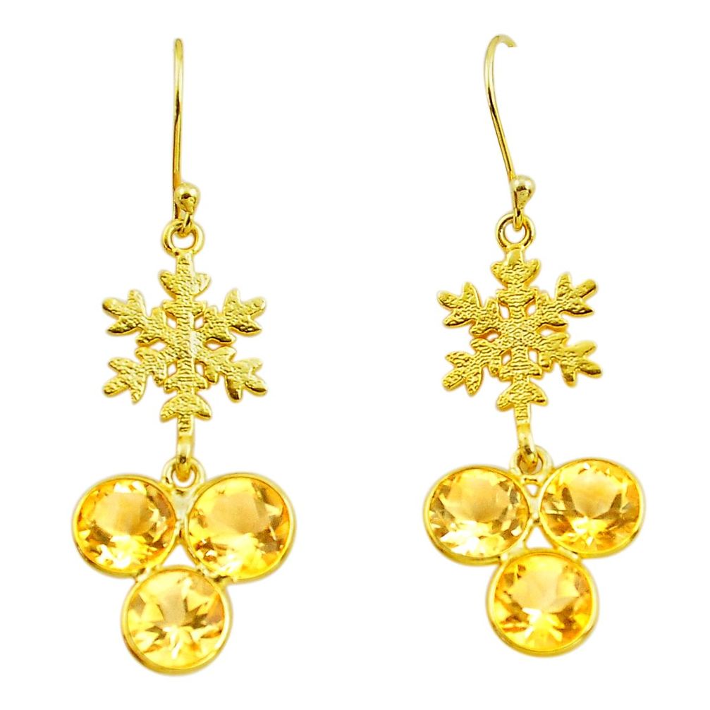925 silver 13.36cts natural yellow citrine sterling snowflake earrings p87372