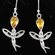 925 silver 4.50cts natural yellow citrine angel wings fairy earrings t62834