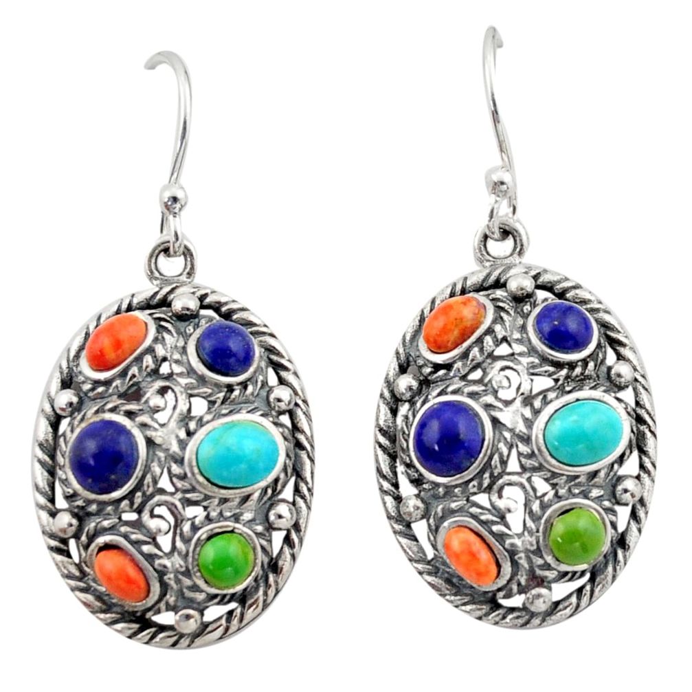 925 silver 8.20cts southwestern multi color copper turquoise earrings c26212