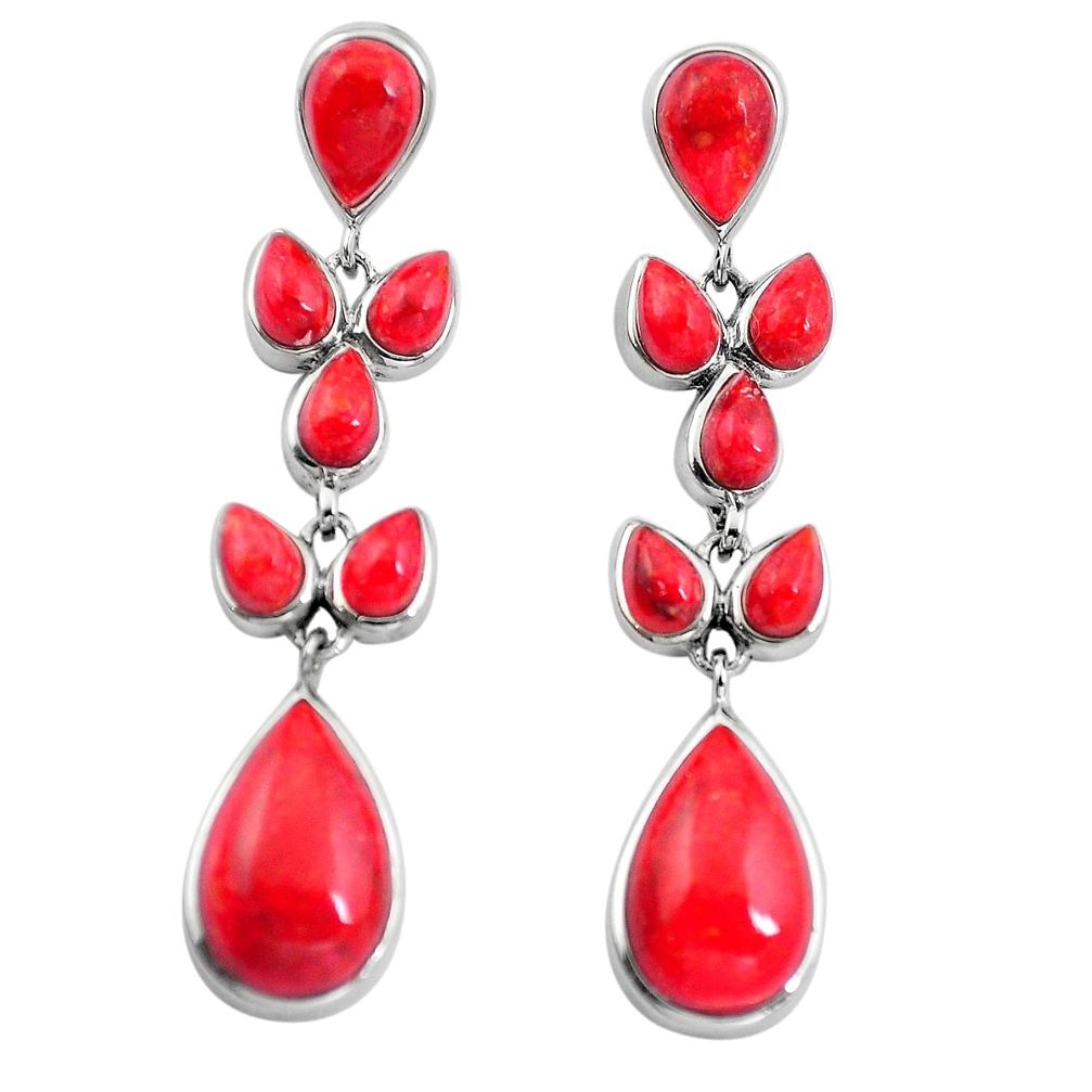 925 silver southwestern red copper turquoise dangle earrings jewelry c10590