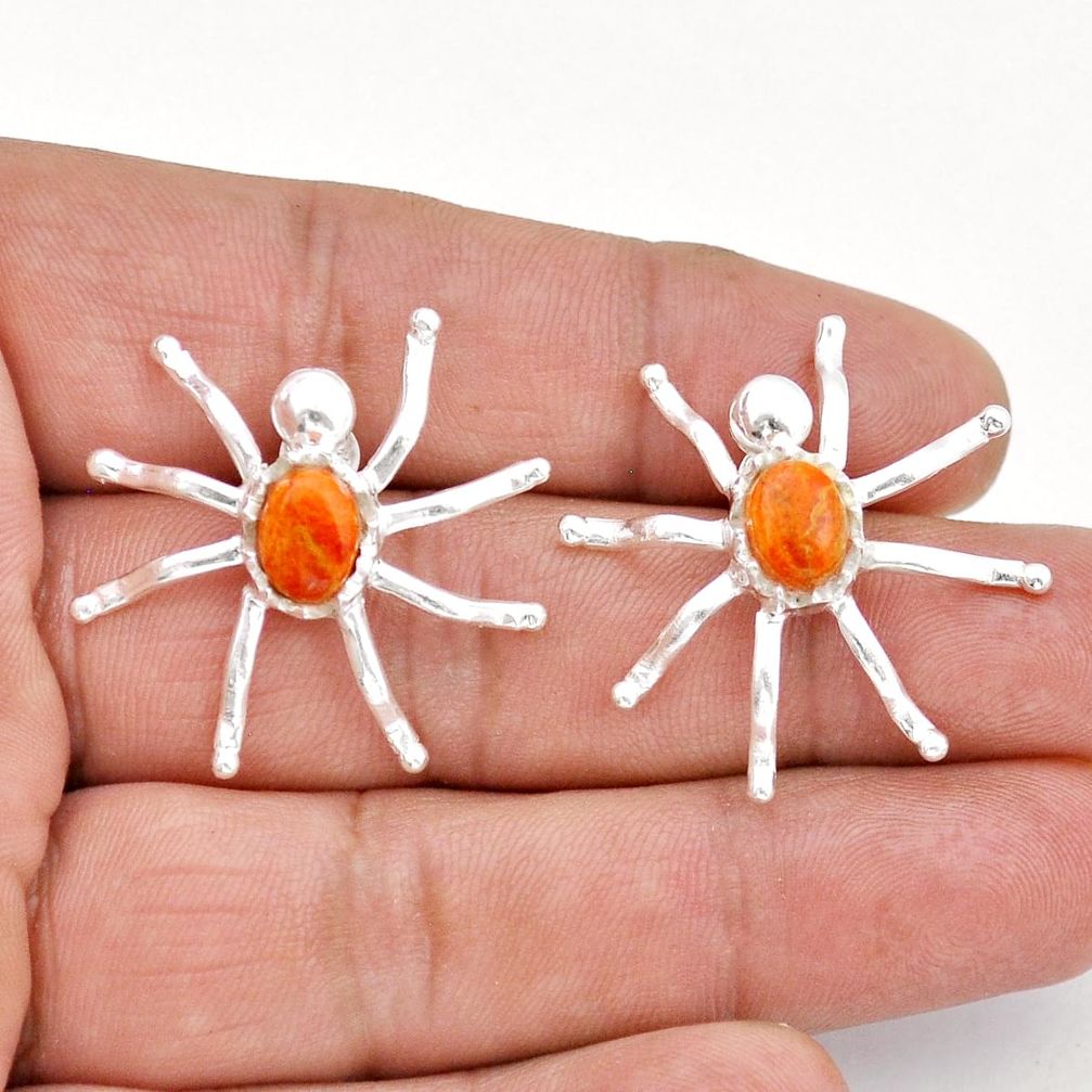 925 silver 4.45cts spider natural orange mojave turquoise earrings u90570