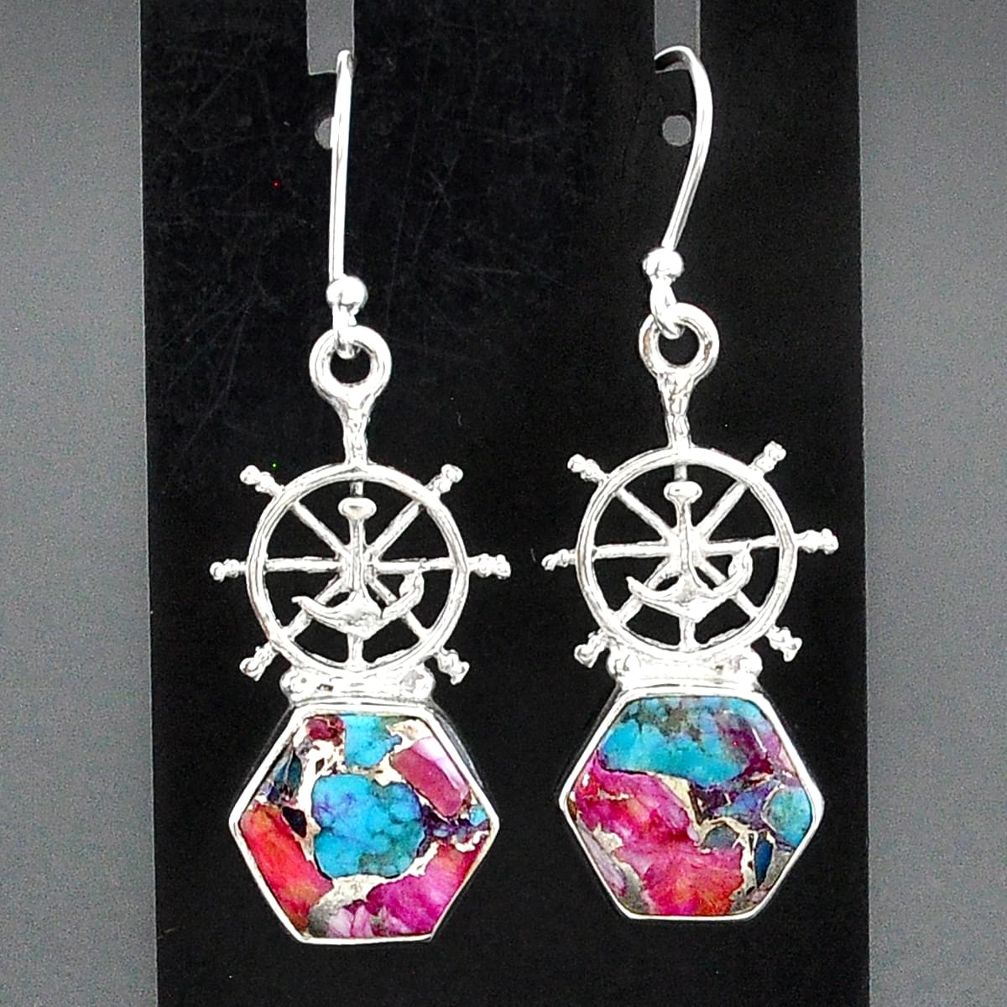 925 silver 9.92cts spiny oyster arizona turquoise dangle earrings jewelry r95179