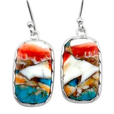 925 silver 14.25cts spiny oyster arizona turquoise dangle earrings u40658