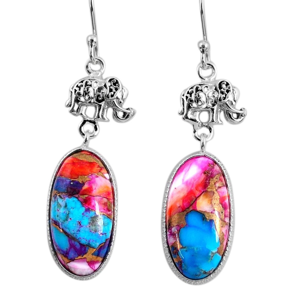 925 silver 15.85cts spiny oyster arizona turquoise elephant earrings r62400