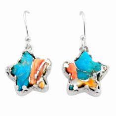 925 silver 8.84cts spiny oyster arizona turquoise star fish earrings t76152