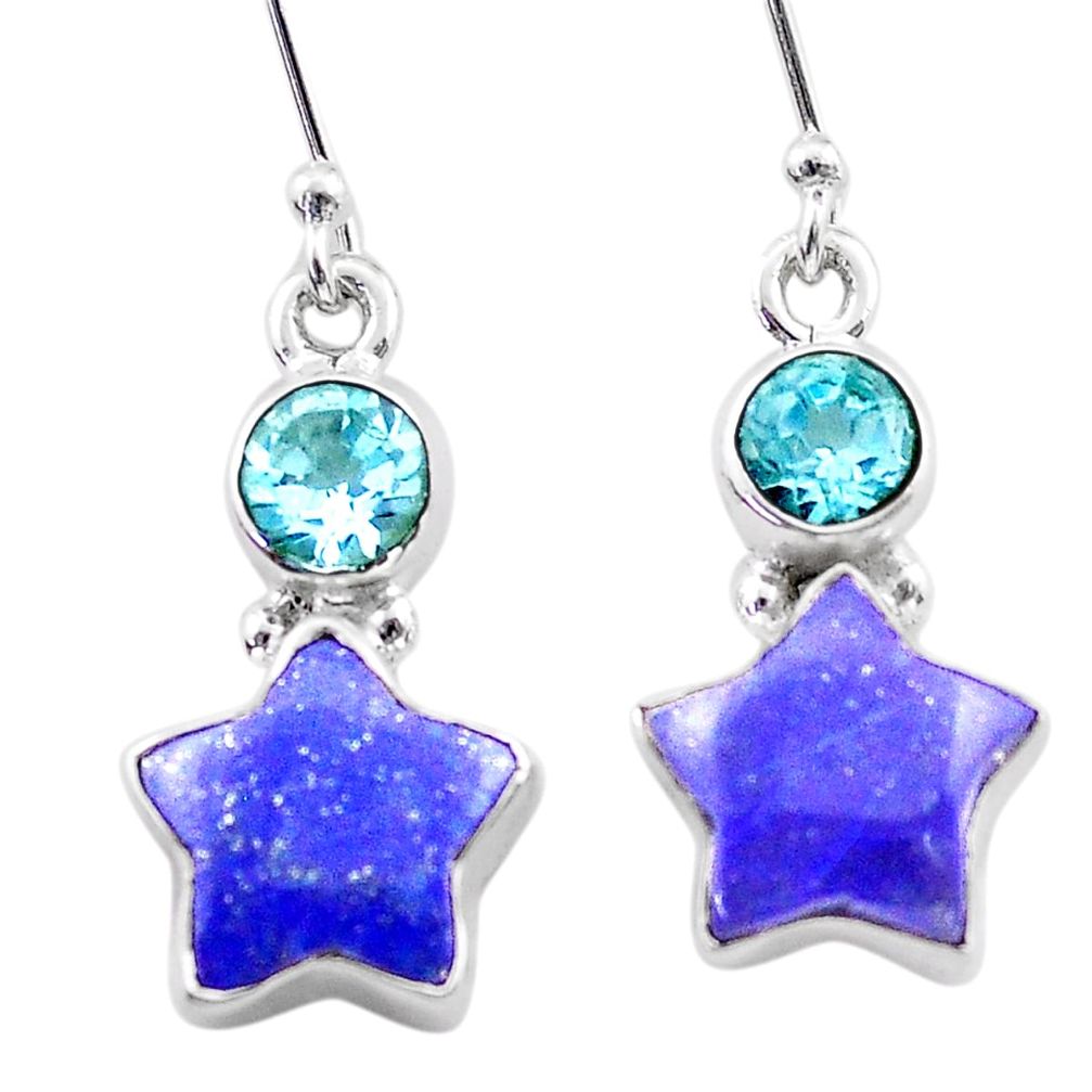 925 silver 8.29cts star natural blue lapis lazuli topaz earrings t68908