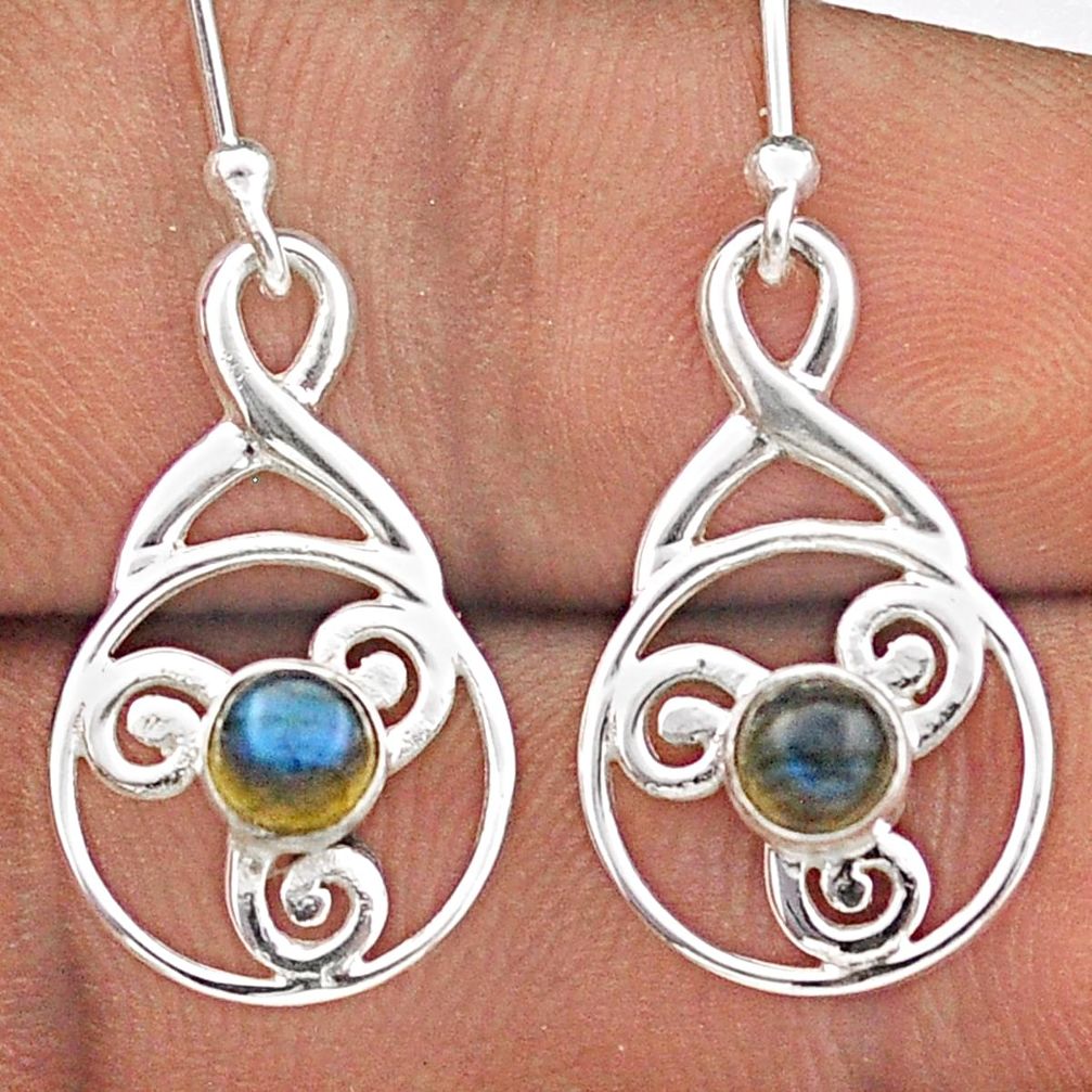 925 silver 1.40cts triskelion knot natural labradorite dangle earrings t89125