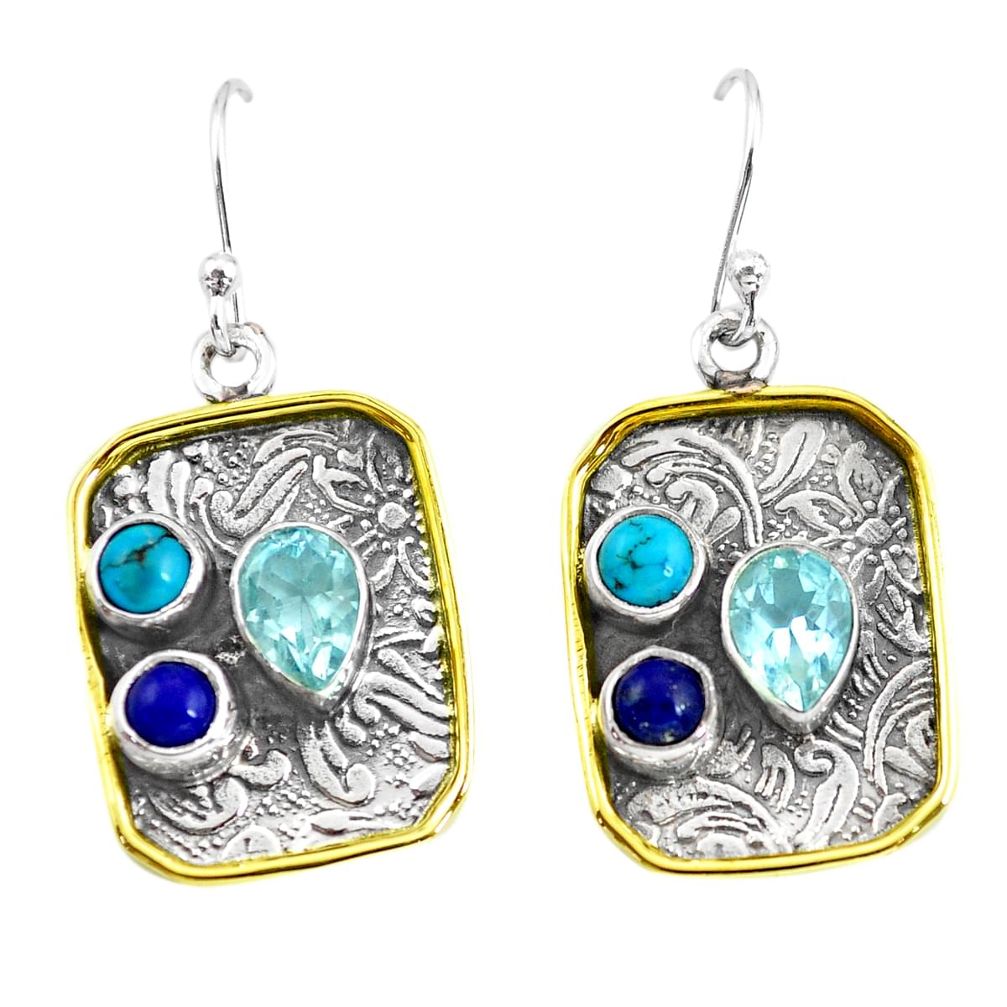 ts victorian natural blue topaz two tone dangle earrings p56364