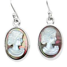 925 silver 9.33cts white lady natural titanium cameo on shell earrings y15439