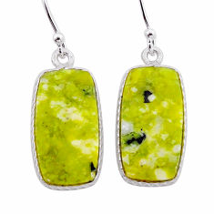 925 silver 14.22cts yellow lizardite (meditation stone) dangle earrings n54899