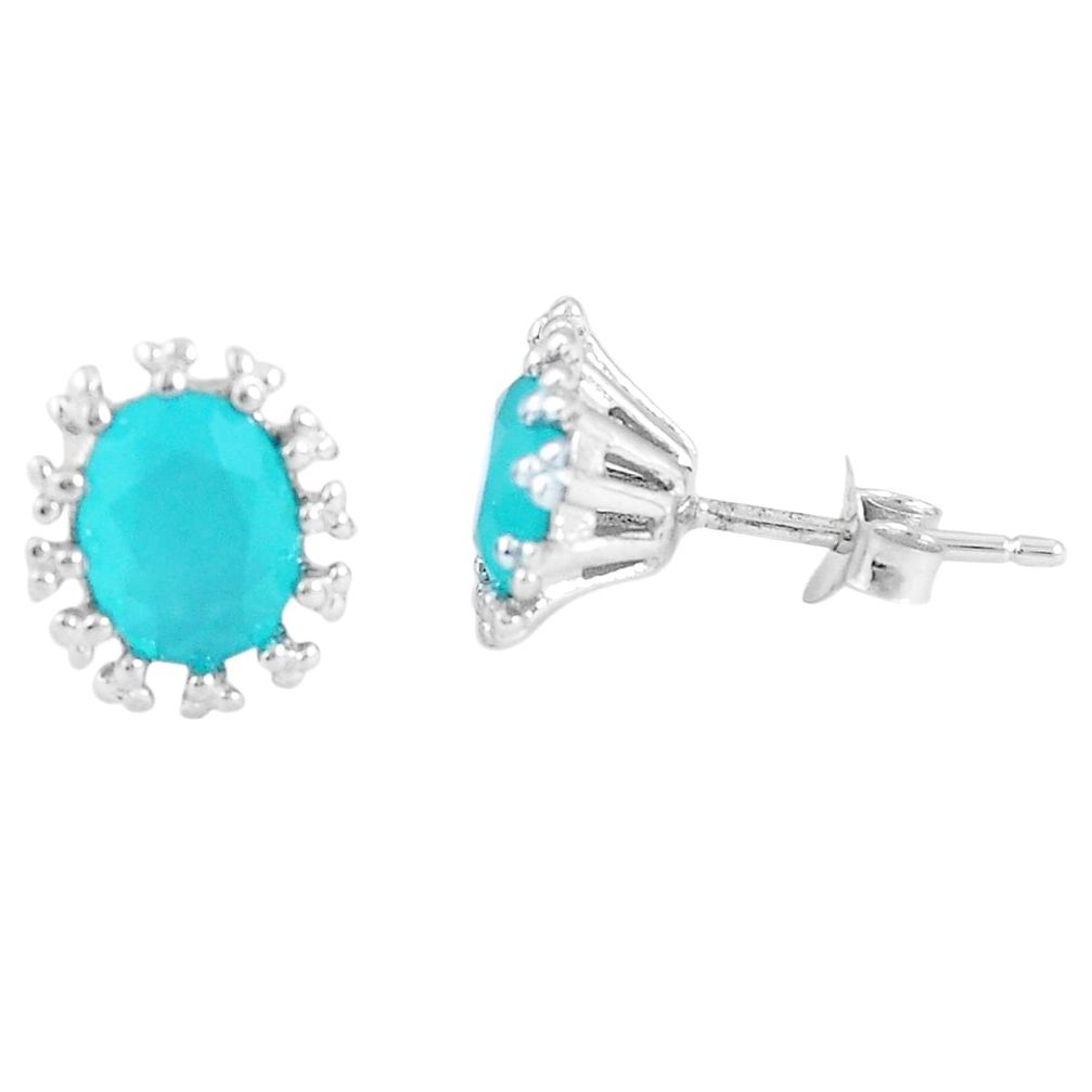 925 sterling silver aqua chalcedony stud earrings jewelry c19469