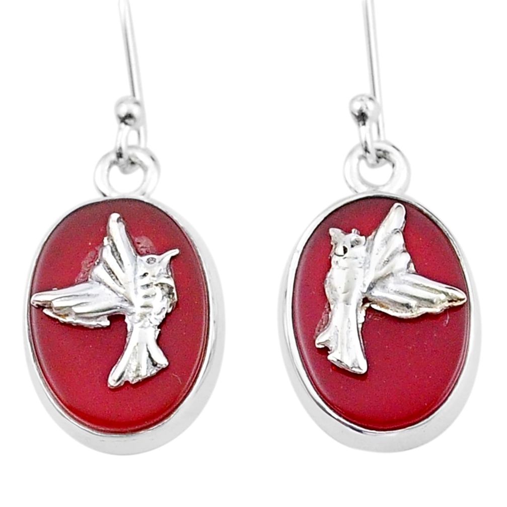 925 sterling silver 11.41cts birds charm natural honey onyx coin enamel earrings u34698