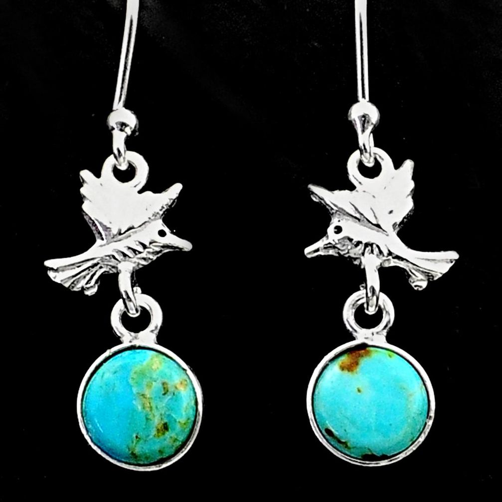 925 sterling silver 2.51cts blue arizona mohave turquoise birds earrings t62865