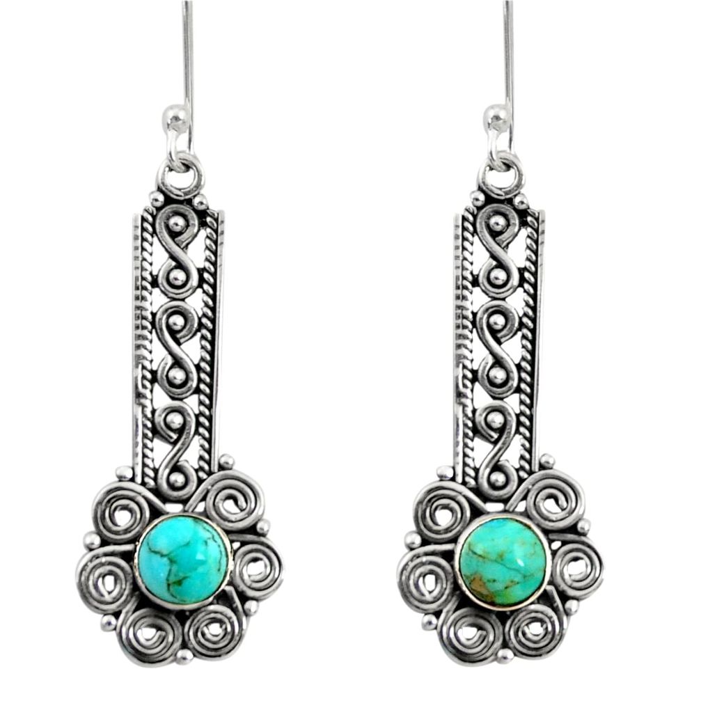 ver 2.62cts blue arizona mohave turquoise dangle earrings d41220
