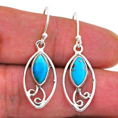 925 sterling silver 4.59cts blue arizona mohave turquoise dangle earrings n49651