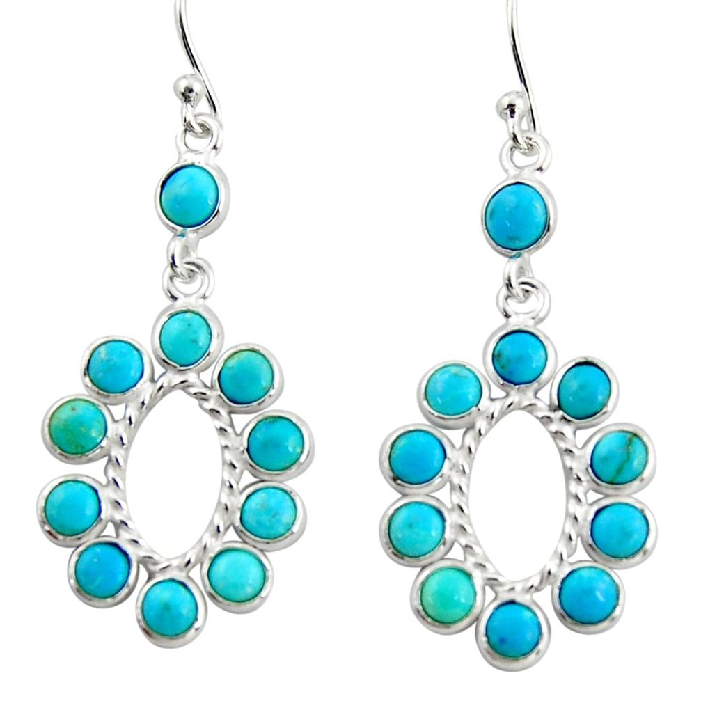 925 sterling silver 8.68cts blue arizona mohave turquoise dangle earrings r35584