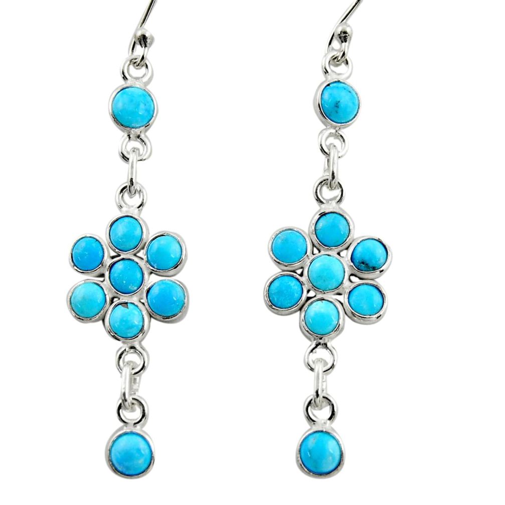 925 sterling silver 8.15cts blue arizona mohave turquoise dangle earrings r35645