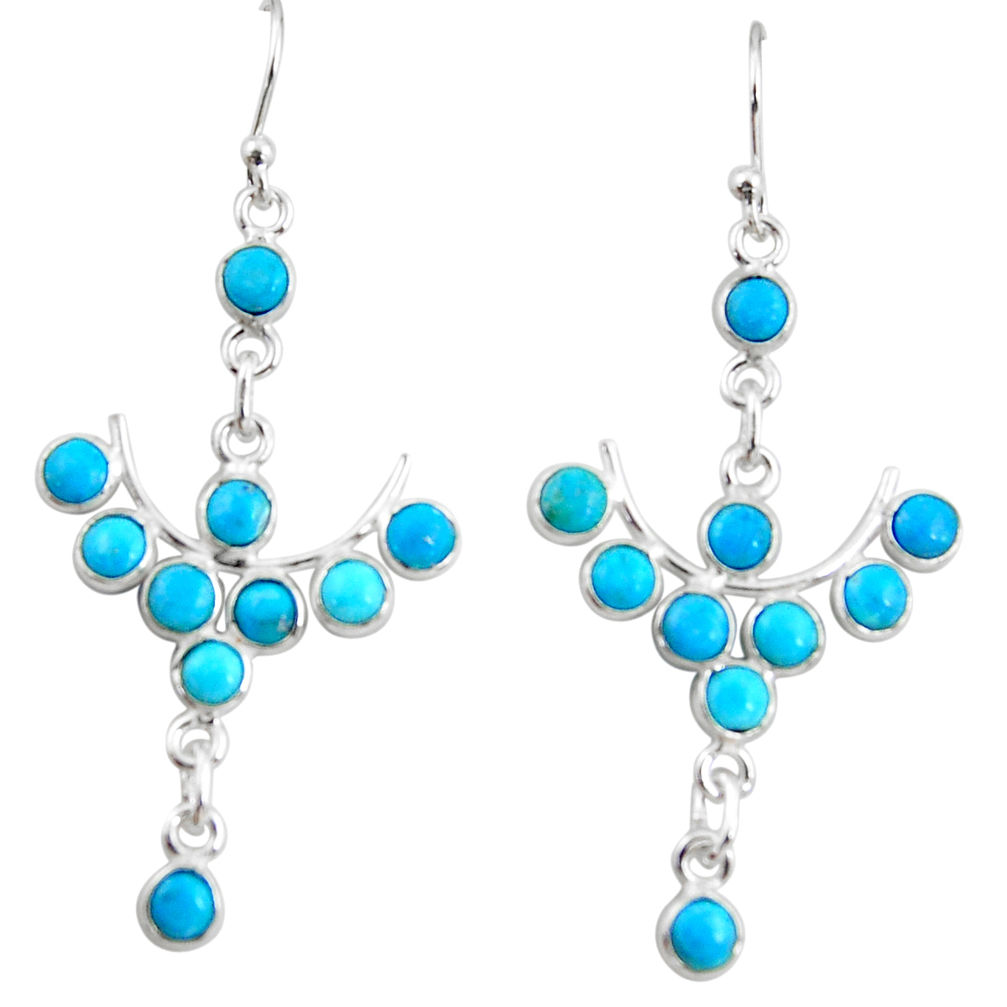 925 sterling silver 8.68cts blue arizona mohave turquoise dangle earrings r35764
