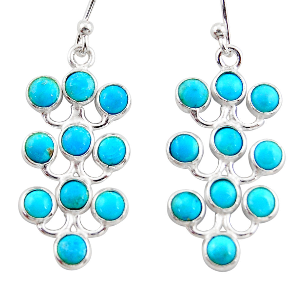 925 sterling silver 7.55cts blue arizona mohave turquoise dangle earrings r35804