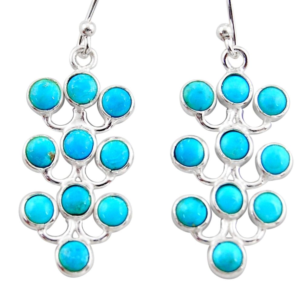 925 sterling silver 8.15cts blue arizona mohave turquoise dangle earrings r35811