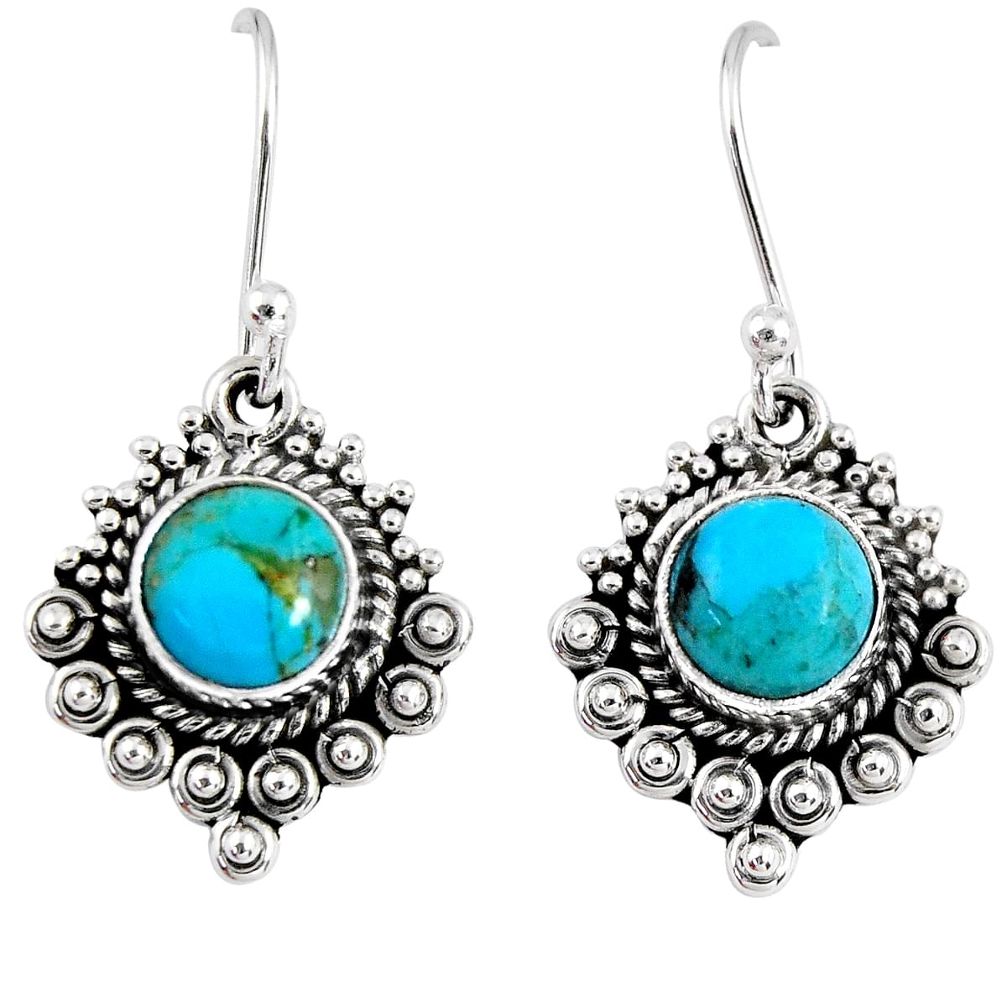 925 sterling silver 2.81cts blue arizona mohave turquoise dangle earrings r55283