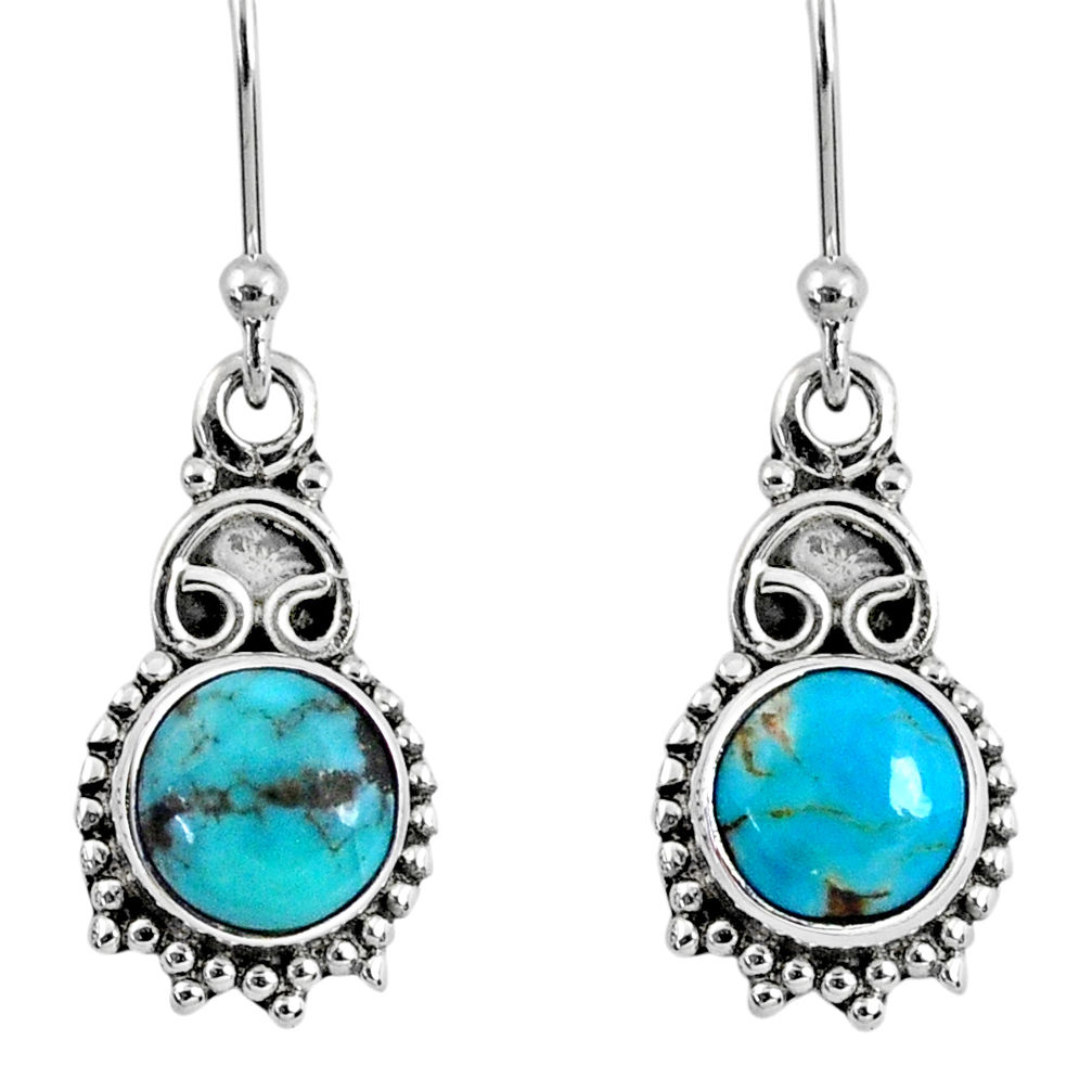 925 sterling silver 4.92cts blue arizona mohave turquoise dangle earrings r60424