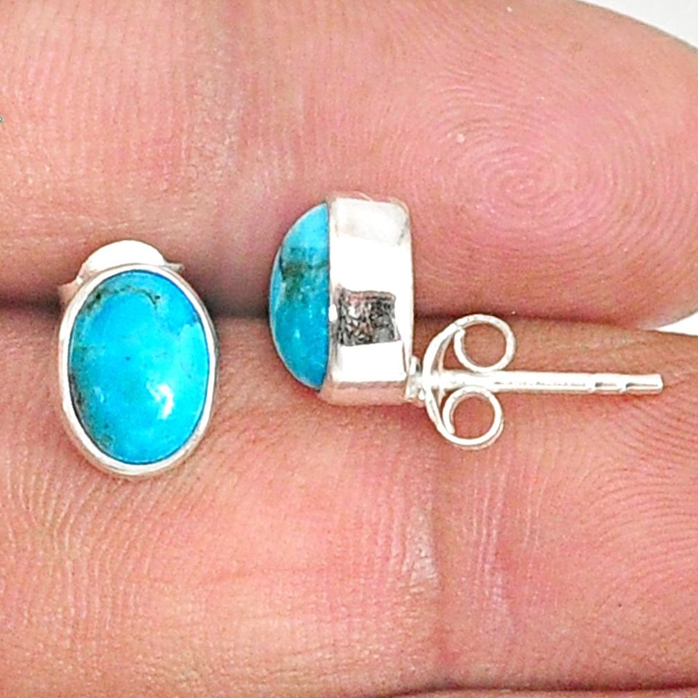 925 sterling silver 3.21cts blue arizona mohave turquoise stud earrings r83887